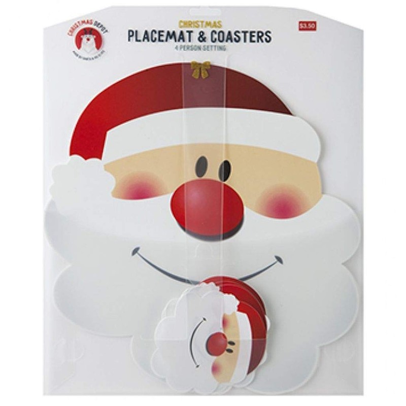 PMS International PVC Placemats & Coasters, Santa Face, Set of
