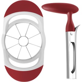 Asdirne - Juego de rebanador y descorazonador de manzana y cortador de frutas con cuchillas afiladas de acero inoxidable y asas ergonómicas antideslizantes, ideal para cortar una amplia gama de frutas