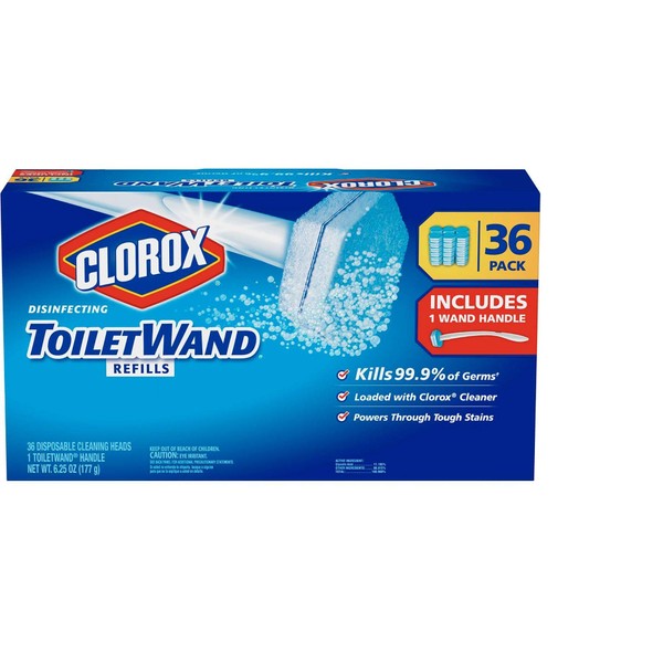 Clorox ToiletWand, 36 recambios desinfectantes + 1 mango de WetWand
