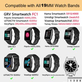 Harikiri Metal Strap Compatible with Fitpolo H205L,19mm Watch Band for GRV FC1,Hama 5910/4900,LETSACTIV ID205U,Vowtop ID205U,Veryfitpro 205L/205U/205G,Umidigi Uwatch3,Yamay fitness SW020/SW021/SW023