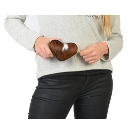 Real Fur Yellow Purse in Heart Shape Women's Costume Purse: Cowhide Wallet Heart – Exclusive Real Fur Coin Purse