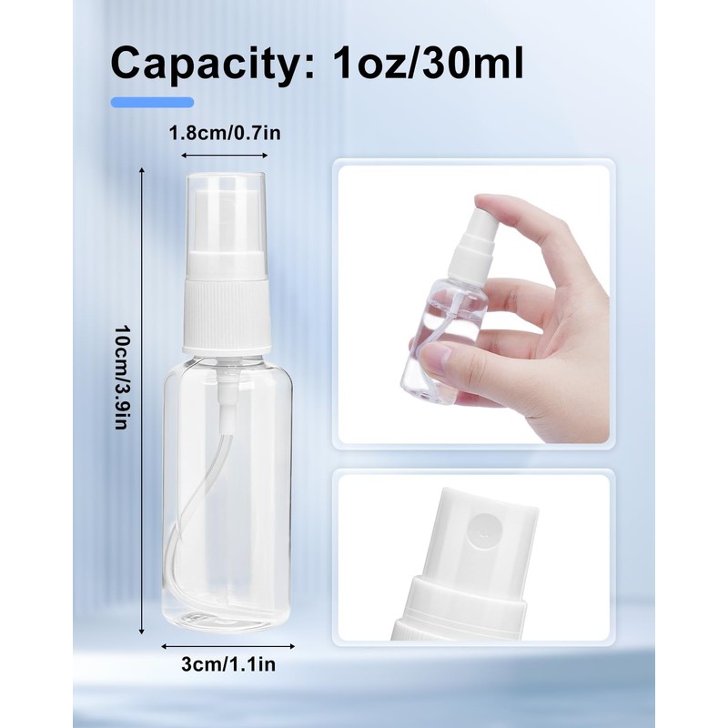 UCEC Clear Plastic Bottles for Essential Oils, 1oz/30ml Empty Small