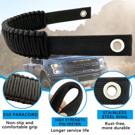 KKIKK Ford Bronco Grab Handles, 4 Pack Automotive Paracord Roll Bar Grab Handles for 2021 2022 2023 2024 2/4 Door Bronco Handles (Black)