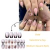 24 Pcs Valentine’s Day Press on Nails Square Fake Nails