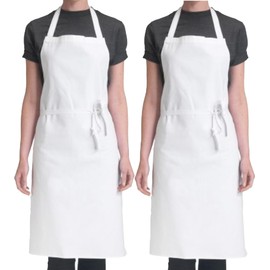 4sold (2 Pack 100% Cotton Unisex Adjustable Bib Apron Thick Cooking Kitchen Chef Women Men Aprons for Home Kitchen, Restaurant, Coffee house