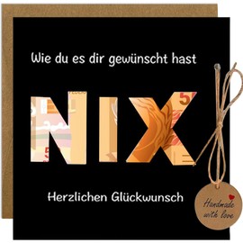 Wish Fulfiller Money Gifts Packaging with Envelopes, NIX Gift for Birthday, Nothing Birthday Gift, Funny Money Gifts for Men and Women