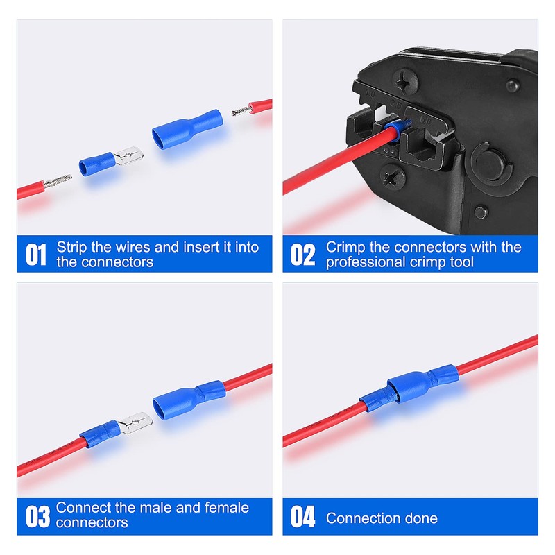 Nilight 540PCS Mixed Quick Disconnect Electrical Insulated Butt Bullet Spade
