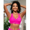SHEKINI Women's Bikini Top Crossover Pleated Backless Push Up Adjustable