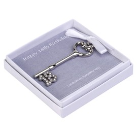 18th Birthday Metal Key in white presentation box