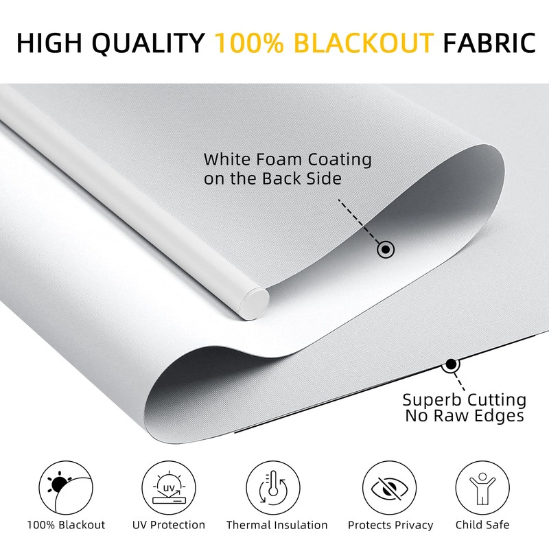 ChrisDowa Cordless Blackout Roller Shades for Windows, Thermal Insulated UV