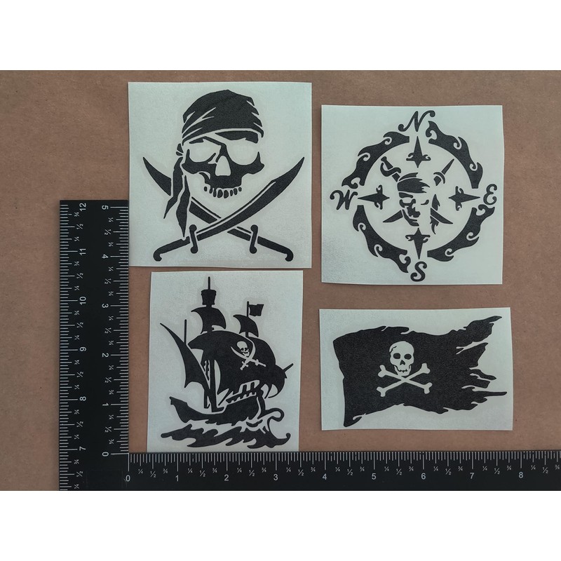 Pirate Decals 4 Pack: Skull and Swords, Pirate Ship, Pirate