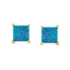 Simple Classic Green Blue Opulence Gemstone Created Opal Square Princess
