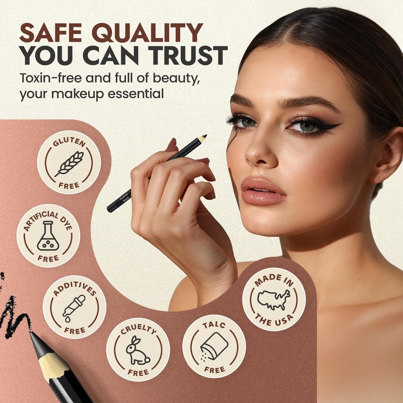 BaeBlu Natural Eyeliner Pencil, Absolute Brown - Hypoallergenic, Water &