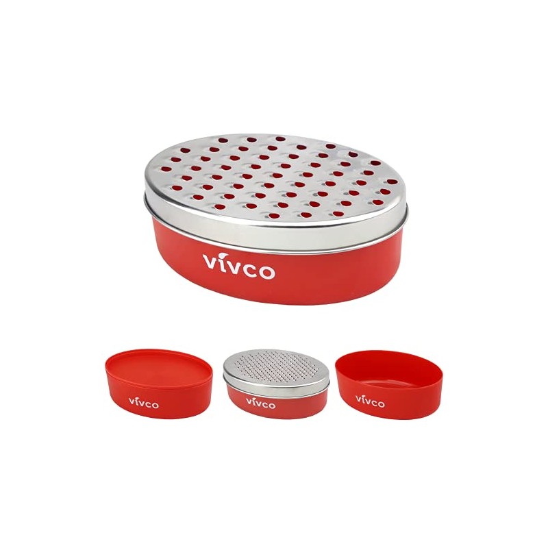 Vivco Cheese Grater with Container and Lid, Coarse and Fine