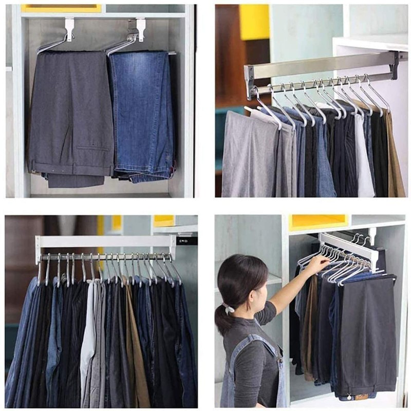 GIVROLDZ Extendable Clothes Rail, 350 mm/13.78 Inches, Multifunctional Trouser Holder
