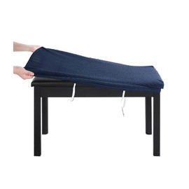 BUYUE Luxury 2-Person Piano Bench Cover, (27.7"- 37") Lx (12"- 16") W Stretch Jacquard Washable Rectangle Footstool Slipcover (M, Navy Blue)