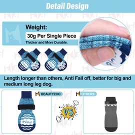 BEAUTYZOO Dog Socks Non-Slip Adjustable Paw Protection for Dogs with Velcro Fastening for Indoor and Outdoor Dog Shoes Paw Protection Summer Pet Paws Protection Traction Control