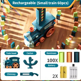 KBIBCK Domino Train Toy Set, Domino Train Set with 100 Pieces Domino Building Blocks, Automatic Domino Train with Light and Sound, Dominoes Automatic Educational Toy for Girls Boys from 3 Years (A)