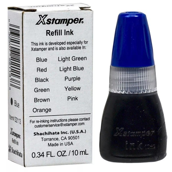 Xstamper Refill Ink 22113 Blue 10ml Bottle by Shachihata