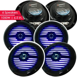 Gravity 6x Gravity MG670-LW 6.5" inch 2-Way 1050 Watts Marine Speakers CEA Rated - Black