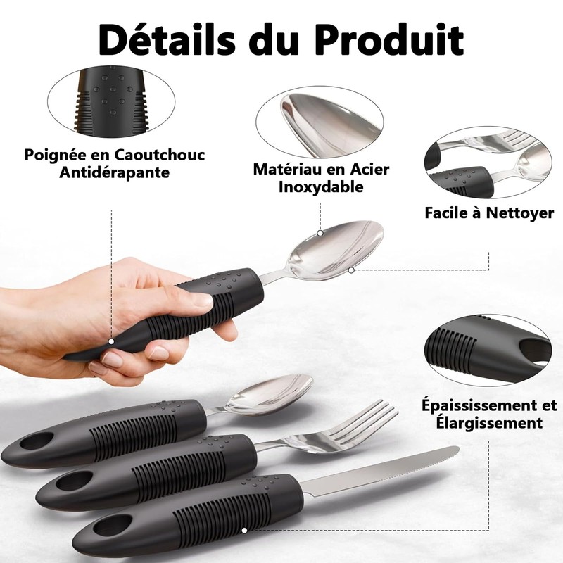 Xiciki Parkinson Easy Grip Spoon Set, 4 Pieces, Cutlery, Cutlery