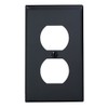 Leviton 80703-E 1-Gang Duplex Device Receptacle Wallplate, Standard Size, Thermoplastic Nylon, Device Mount, Black