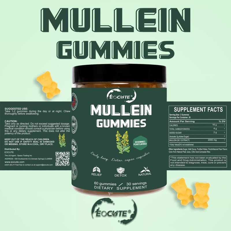 EOCUTE 9 in 1 Mullein Leaf Extract Gummies for Lung