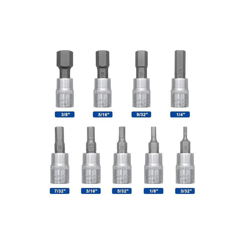 DAKCOS Hex Bit Socket Set 1/4" Drive 9 Pieces Allen