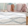 Well Woven Merri Blue Ivory Geometric Stripes Pattern Stain-Resistant Area