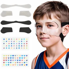 WR01A Kids Nose Guard for Broken Nose Girls Boys Adjustable Basketball Soccer Sports Face Mask with Foam Padding and Stickers for Youth Teens