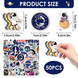 Original Space Explorer Sticker Set | 50 Pieces Galaxy Vinyl Stickers - Waterproof & UV Resistant for Car, Laptop, Skateboard & DIY Projects (Space A)