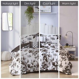 Intelligent Design Dorsey Comforter Reversible Flower Floral Botanical Printed Ultra-Soft Brushed All Season Bedding-Set, Full/Queen, Black/White 5 Piece