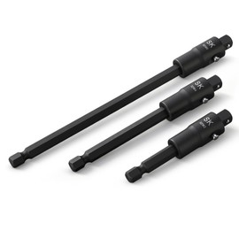 SK Tools USA 3-Piece Locking Impact Socket Adapter Set, 1/4" Drive, 2", 4", 6" Extension Set, with Quick-Release Button, Premium Cr-Mo Steel with Black Phosphate Finish
