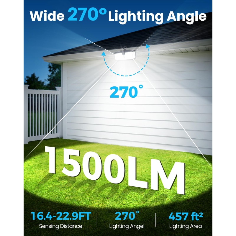 LUHLEE 526LEDs Solar Outdoor Lights Hanging on Fence 6000K Solar