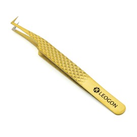 LEOGON 5-Piece Professional Eyelash Extension Tweezers Set | Precision Lash Applicator Tools for Women | Stainless Steel Lash Tweezers Kit (Gold)