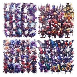 MiyouLuna 160Pcs Retro Gothic PET Stickers, Dark Art Ephemera for Scrapbooking, Journaling Supplies & DIY Crafts