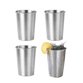 kasanidika Stainless Steel Cups, Mugs, Set of 4, 16.9 fl oz (500 ml), Stainless Steel Mugs, Outdoor Cup, Hot Water Cup, Ultra Lightweight Rolled rim design, easy to clean and anti-skidding structure