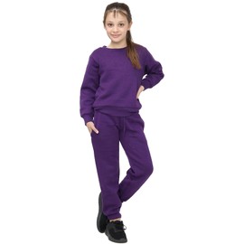 A2Z 4 Kids Girls Boys Plain Tracksuit Jumper Sweatshirt Set - T.S Plain Jumper 108 Purple 5-6