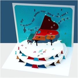 Forever Laser Cut Pop Up Piano Birthday Card - POP183