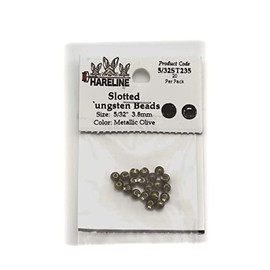 Hareline Slotted Tungsten Beads #235 5/32'' (3.97mm) Metallic Olive