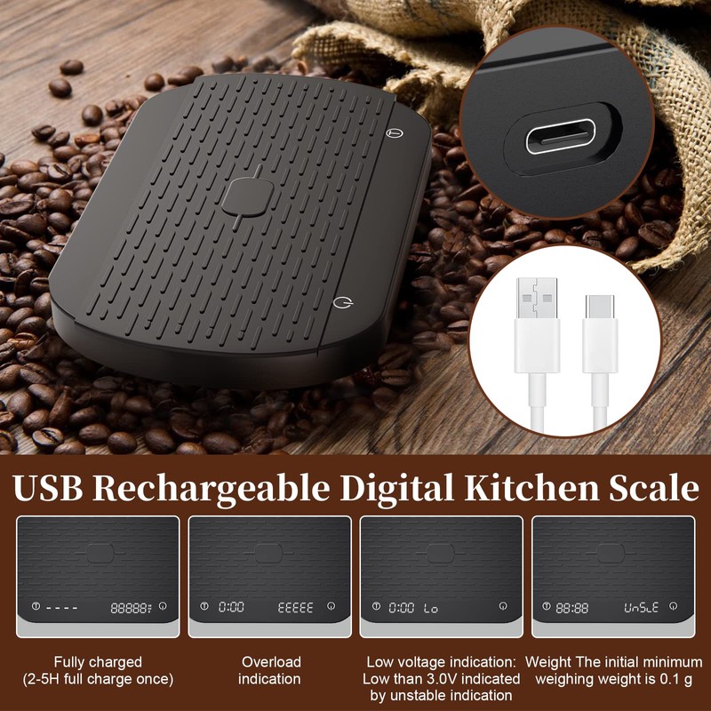 3T6B Coffee Scale with Timer, Espresso Scale with Flow Rate