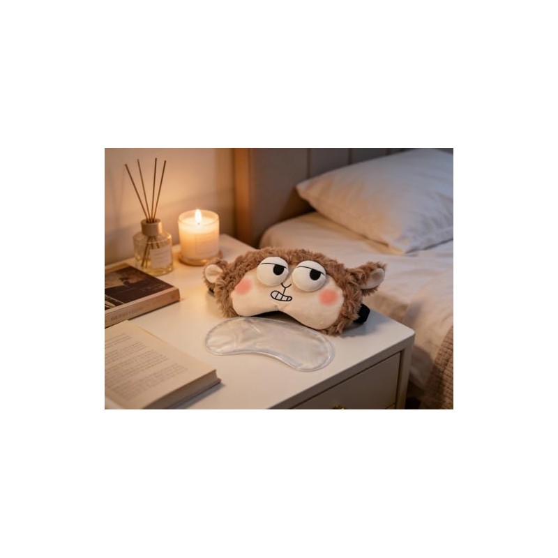 Eye Mask, Fluff Cartoon Animals Sleeping Funny Novelty Eye Cover