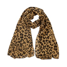 uxcell Leopard Cheetah Animal Print Chiffon Scarf Beach Wrap Shawl Women's Scarves 162 x 71cm/63 3/4 x 28 inches (L*W) Black Brown