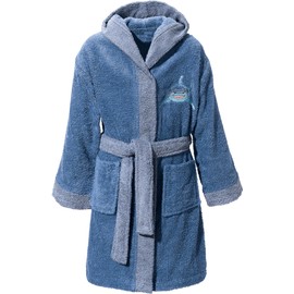 Erwin Müller Children's Bathrobe Shark with Hood Walk Terry, blue