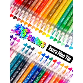 Coogert 36 Colors Extra Fine Tip Paint Pens Paint Markers, Premium Acrylic Paint Pens For Rock Painting, Canvas, Wood, Glass, Ceramic, Fabric, Acrylic Paint Markers Set for Painting Supplies