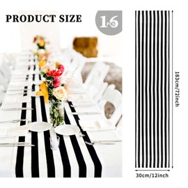 LOKUME 16 Pack Striped Table Runner Polyester Table Decor Classic Black and White Striped Table Runner Modern Elegant Design for Indoor Outdoor Events Banquet Party Wedding (12 x 72 Inch)