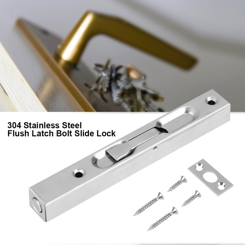 304 Stainless Steel Door Slide Bolt Lock Flush Bolt Latch