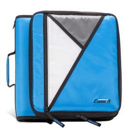 Case-it Universal Zipper Binder | 2-Inch O-Rings, 13-Inch Laptop/Tablet Padded Pocket, 400 Sheet Capacity, Multiple Storage Pockets & Shoulder Strap | School & Office Organizer | LT-007 Denim Blue