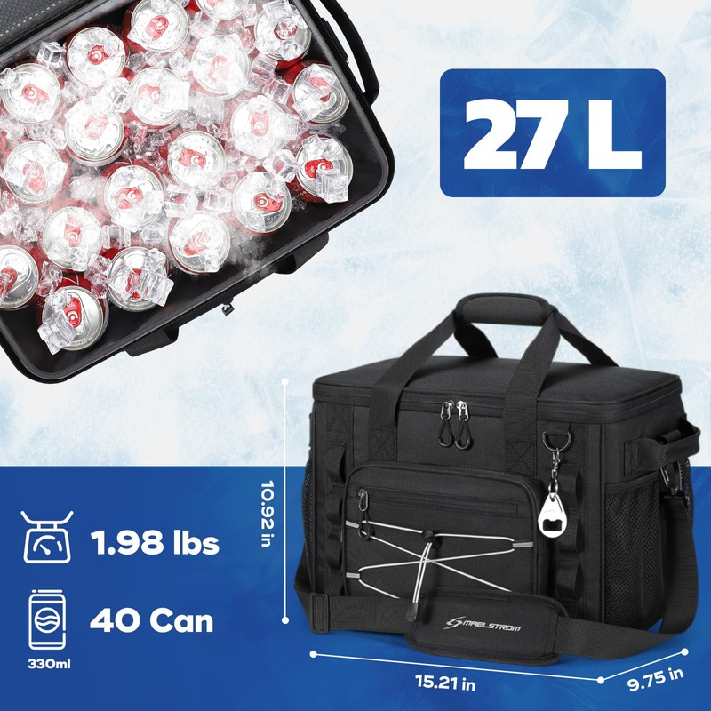Maelstrom Soft Sided Cooler Bag, 30/40 Can Collapsible Insulated Ice