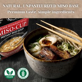 Edward & Sons Japanese Restaurant Style Miso-Cup - Instant Miso Soup Packets, Golden Vegetable Soup, Instant Soup Packets - 2.9 Ounce (Pack of 6)